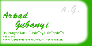 arpad gubanyi business card